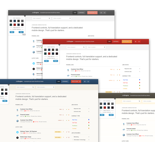 Customize your job board using JobEngine's adaptive color schemes