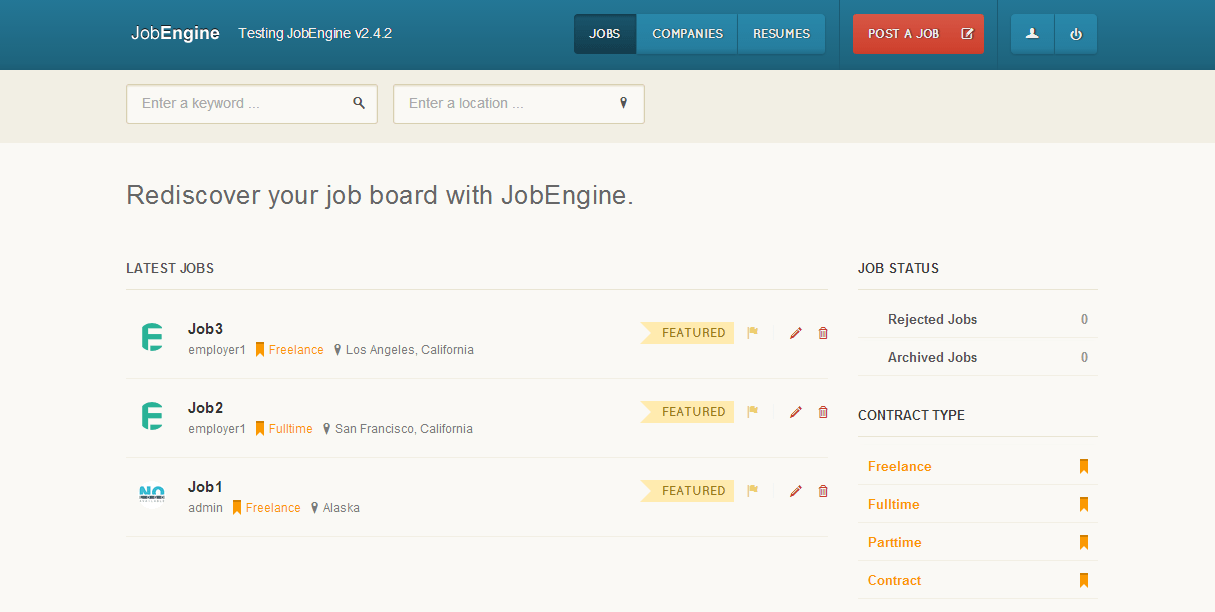 Frontend customizer on desktop version - Job Board Software, WordPress Job Board Theme JobEngine
