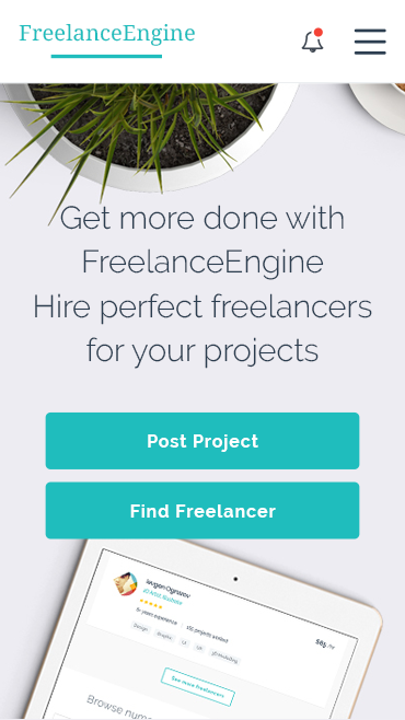 FreelanceEngine Freelance Marketplace WordPress Theme Hompage Mobile