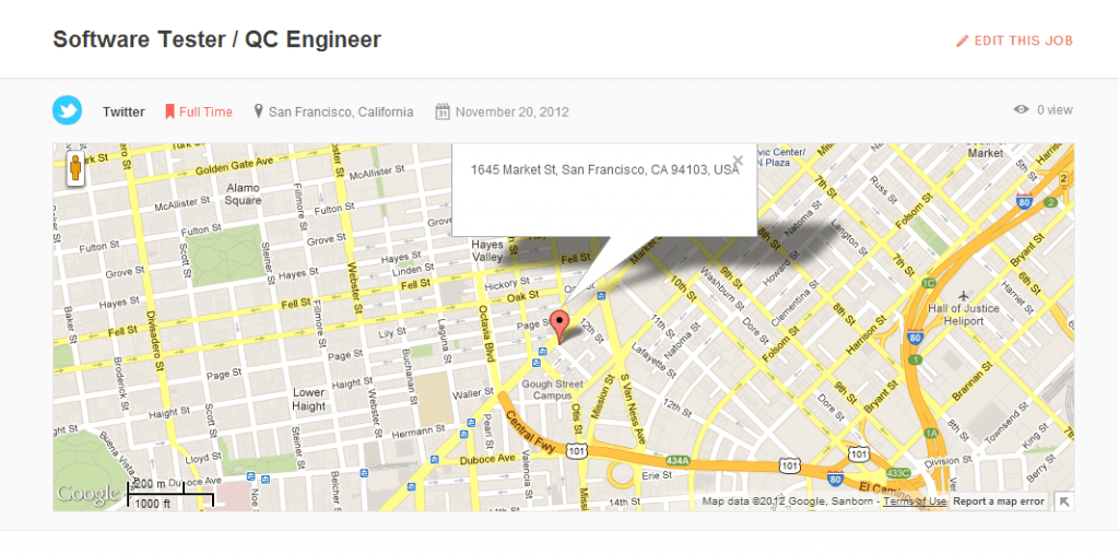 Map in Job Page