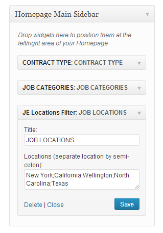 Location Filter Widget Settings in JobEngine - Job Board Software, WordPress Job Board
