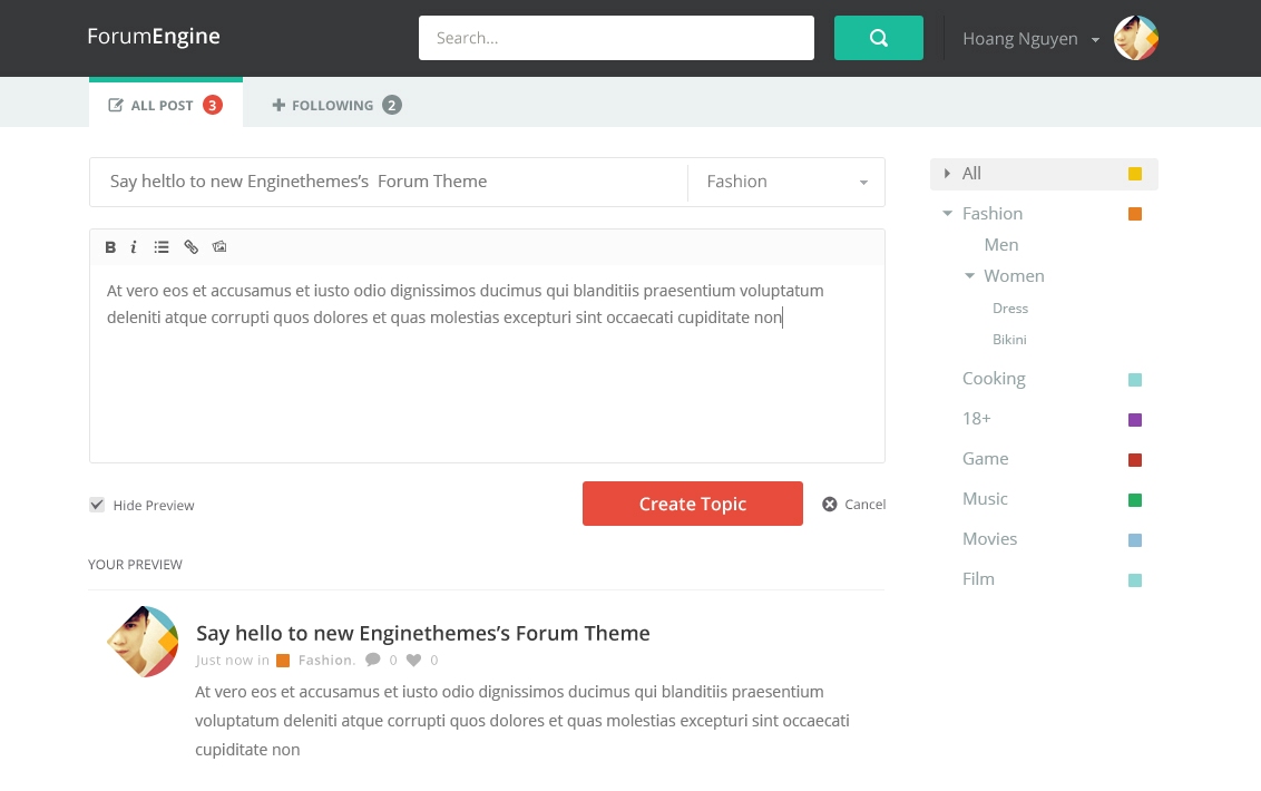 Create a new thread - Forum software, WordPress forum theme ForumEngine