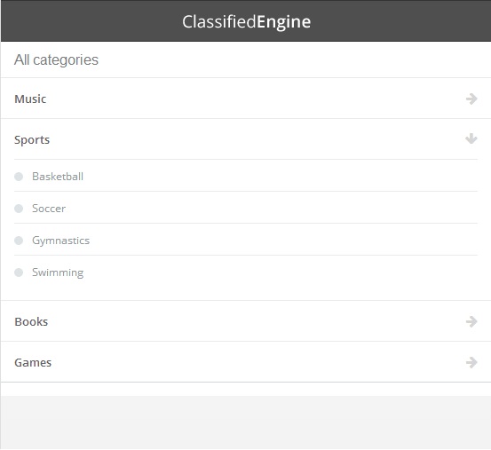 Categories page on mobile - Classified Ad Software, WordPress Classified Ad Theme ClassifiedEngine