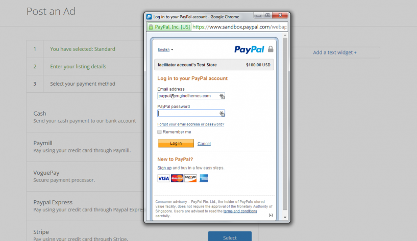 CE PayPal Express - Classified Ad Software, WordPress Classified Theme ClassifiedEngine